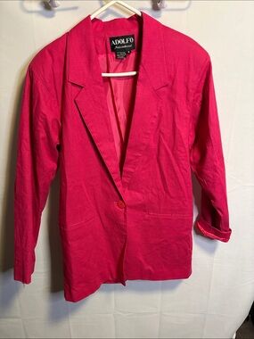 Adolfo Vibrant Pink Single-Button Blazer